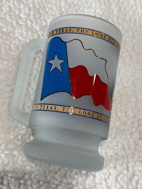Vintage Frosted Glass Tumbler “ The Lone Star State - Blue & Red 16oz